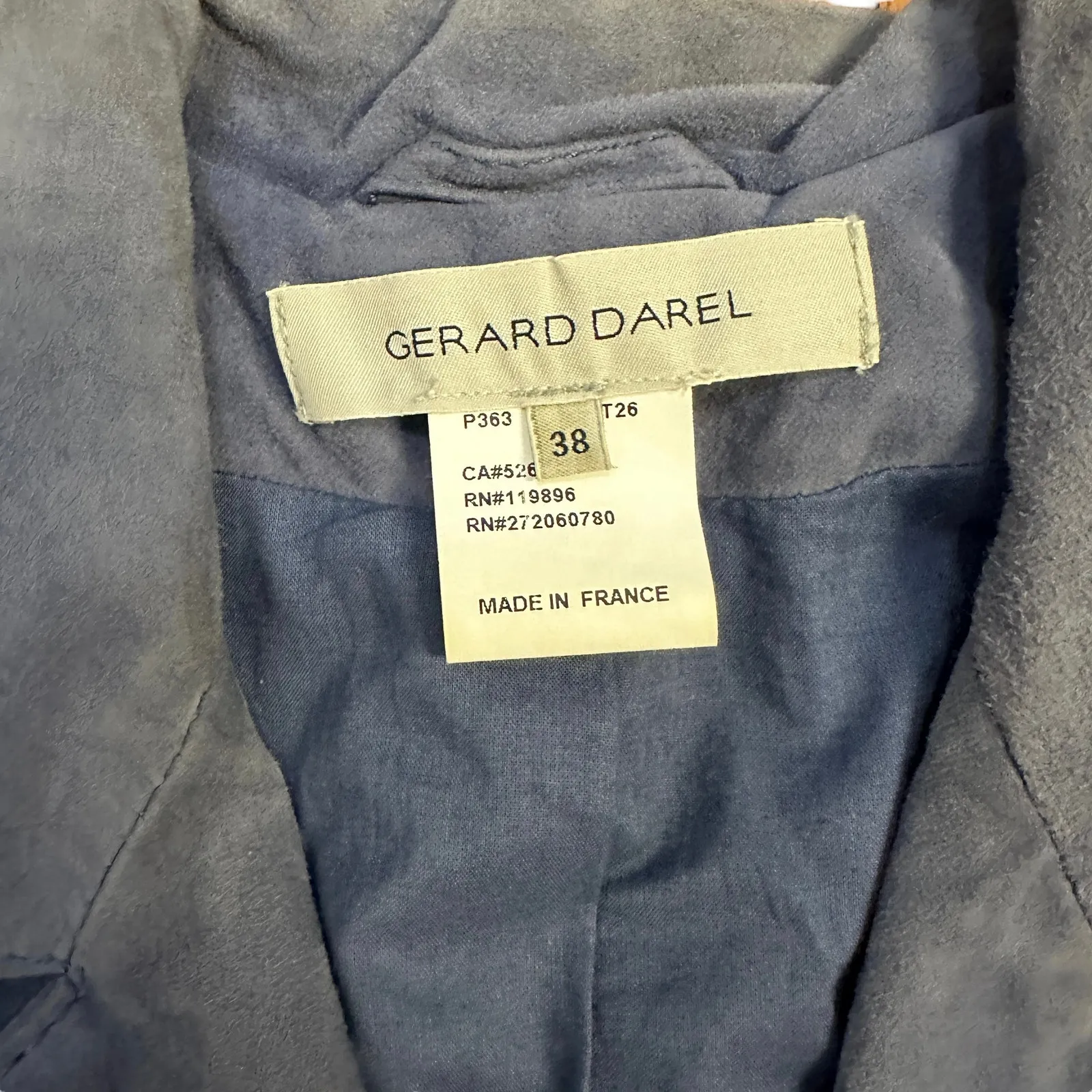 Gerard Darel Quilted Suede Moto Jacket Periwinkle Blue - Image 3