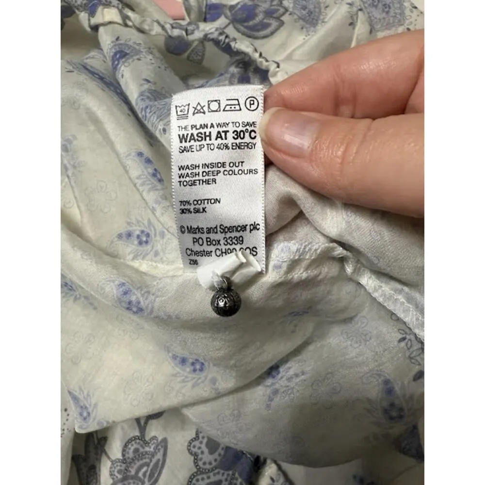 Marks & Spencer Sheer Blouse Women's Size 16 Paisley Western Tie - Image 7