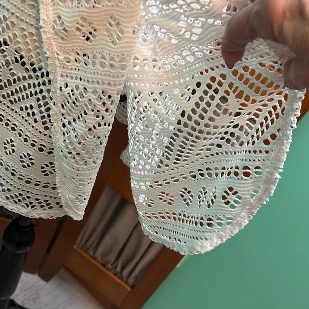 Old Navy Elegant White Crochet Swim Cover-Up - Image 8