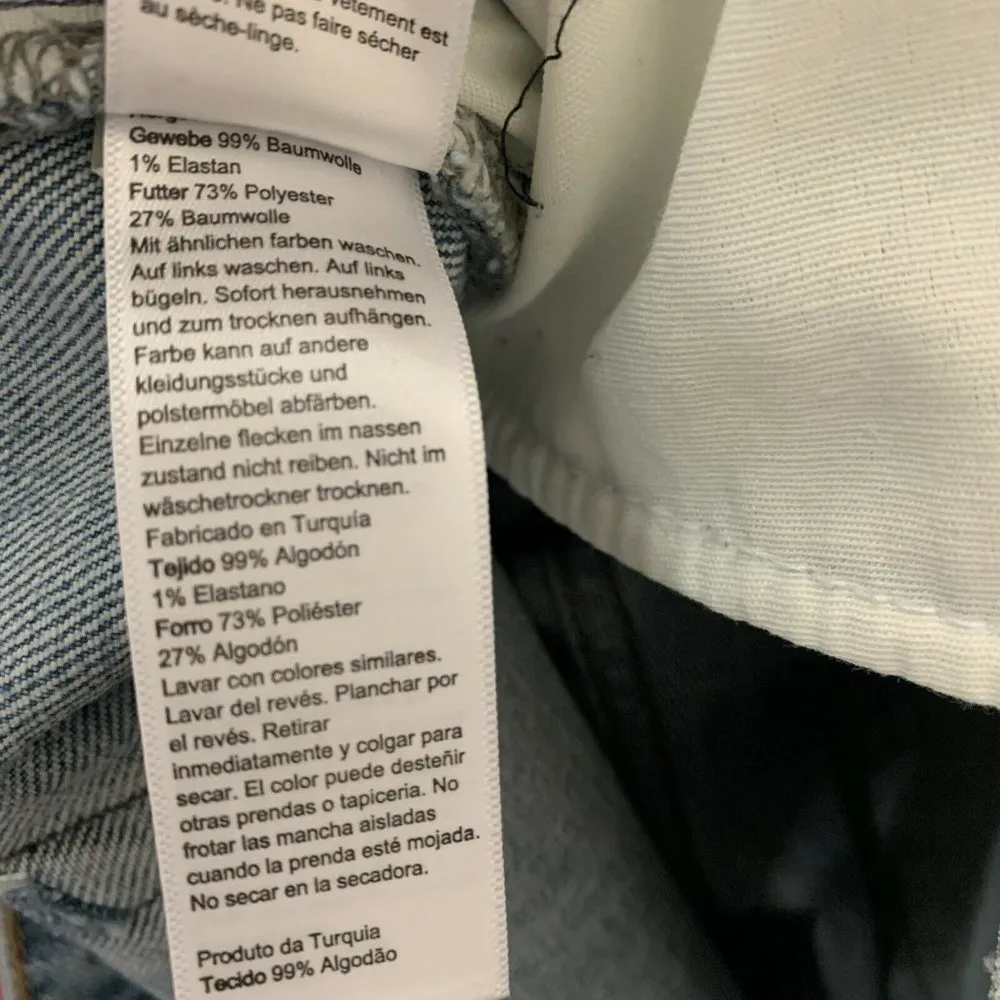 Topshop Womens Blue Ripped Straight Leg High Waisted Raw Hem Jeans Size 14 - Image 6