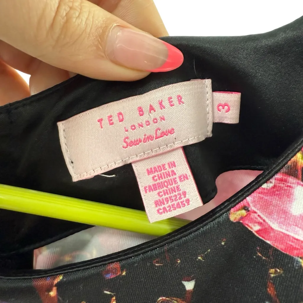 Ted Baker Women’s Crystal‎ Brooch Skater Dress Pink Magenta Jewel Tone Gem Mini - Image 4