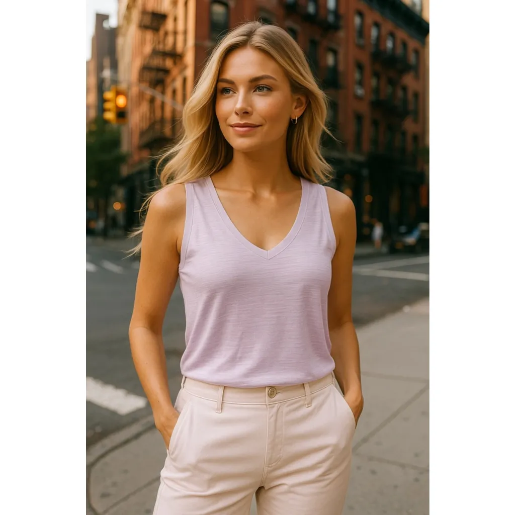 Old Navy Light Purple Luxe Sleeveless Tank Minimalist Lightweight Lounge V Neck - Image 2