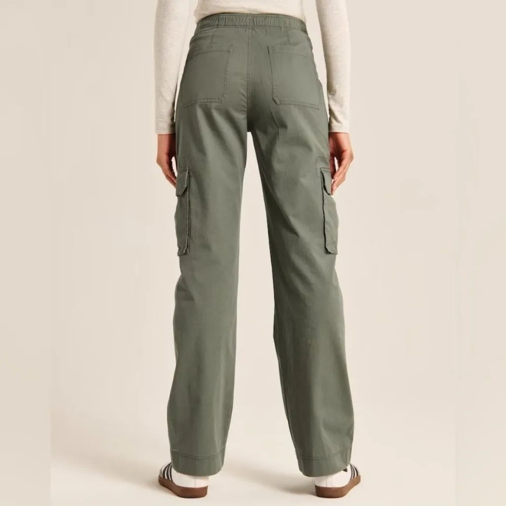 Abercrombie Relaxed Cargo Pants Wide Leg Baggy Grunge High Rise Olive Green 25 - Image 3