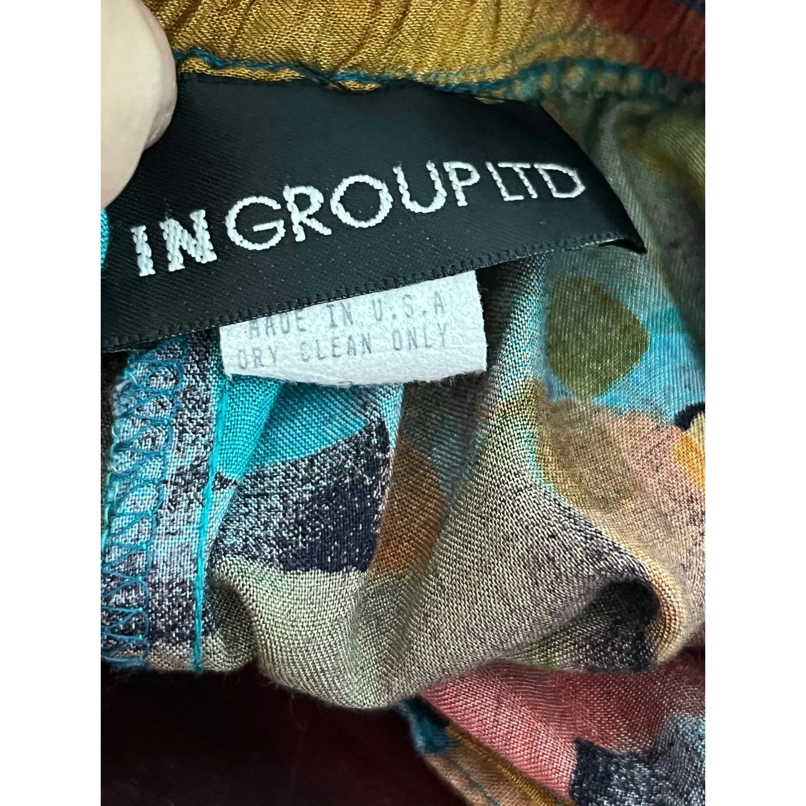 VTG Colorful Palazzo Pants Gauchos Size 12 Blue Abstract 80s 90s Office Boho - Image 6