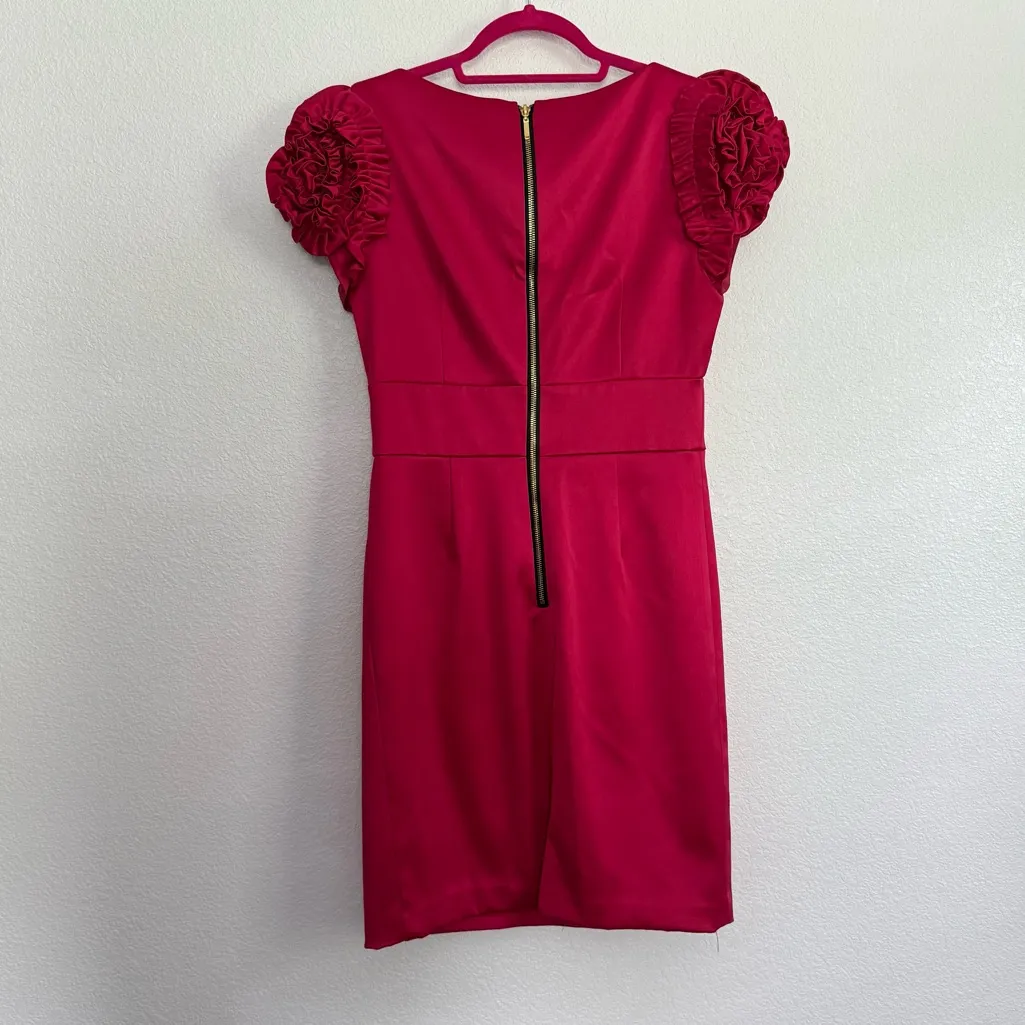 Eliza J Satin Pink Ruffle Sleeve Midi Dress 6 - Image 5