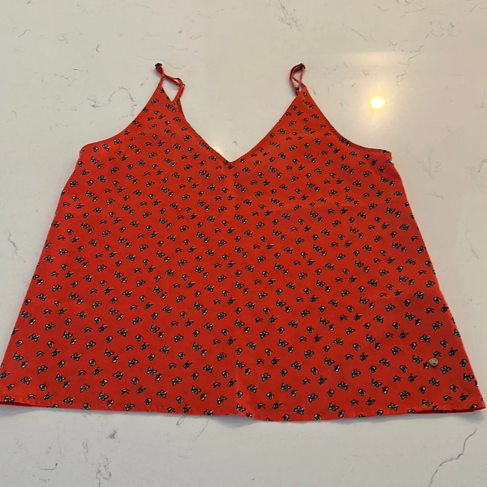 Abercrombie and Fitch Orange Butterfly Print Cami Tank Top Size Women's Small - Image 2