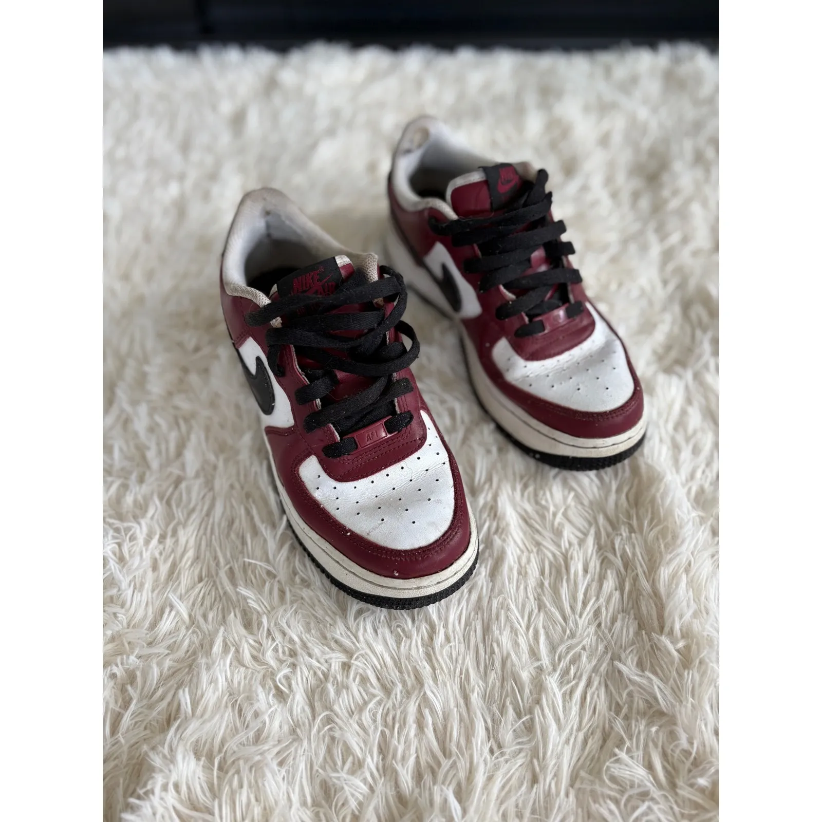 Nike Air Force 1 AF1 Burgundy Red‎ Black White Low Top Sneakers Shoes 6.5 - Image 2
