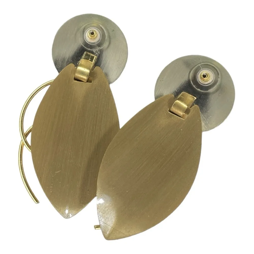 Vintage Two toned pierced earrings Silver - Image 4