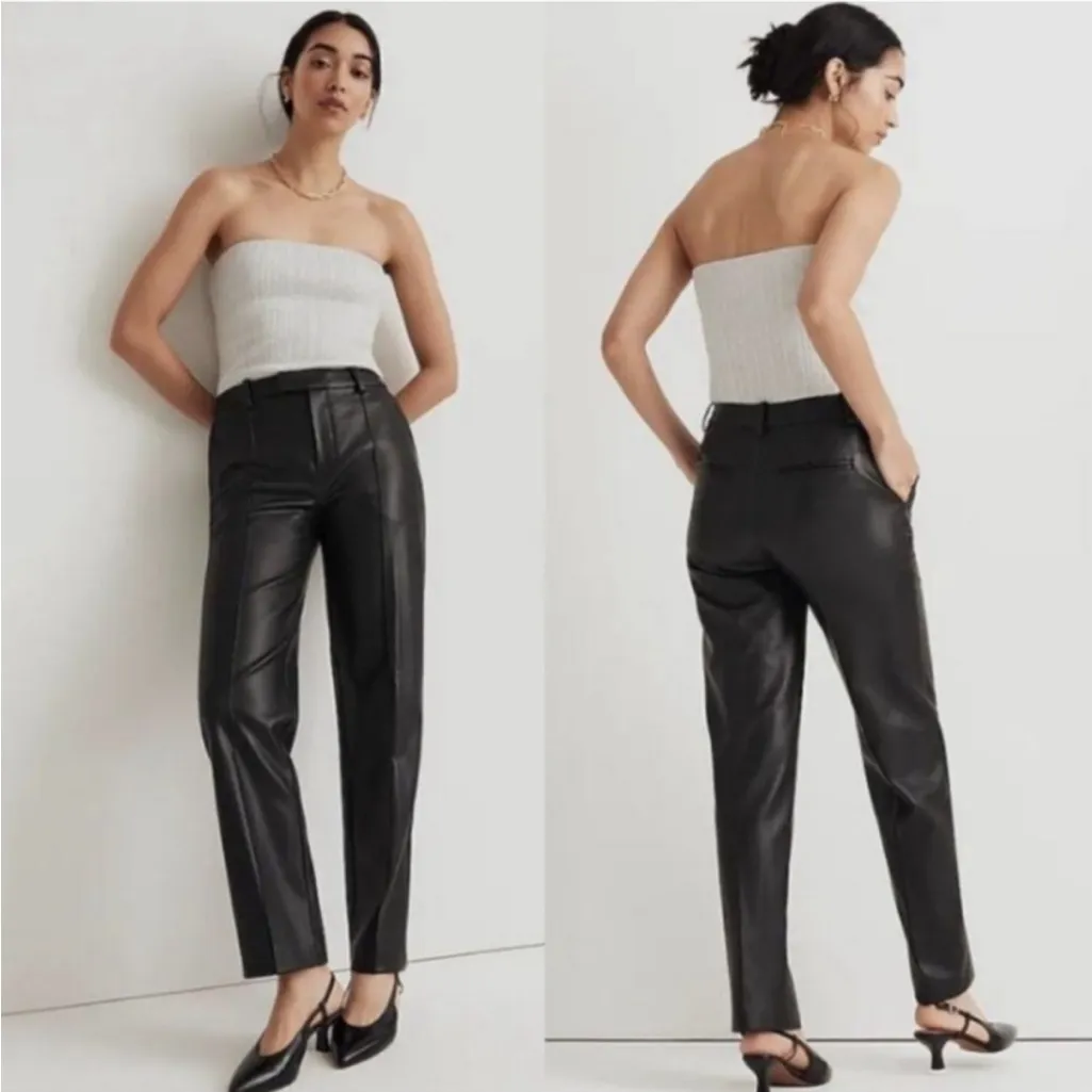 Madewell x Amiee Song Black Faux Leather Pants Size 12 Relaxed Fit High Rise - Image 2