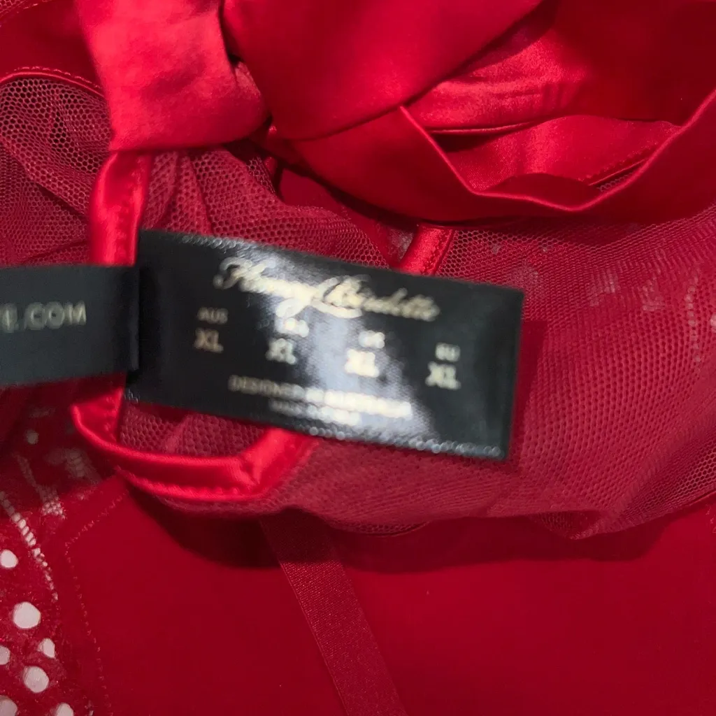Size XL Honey Birdette Polly Bodysuit Sexy Red Lace Lingerie - Image 4
