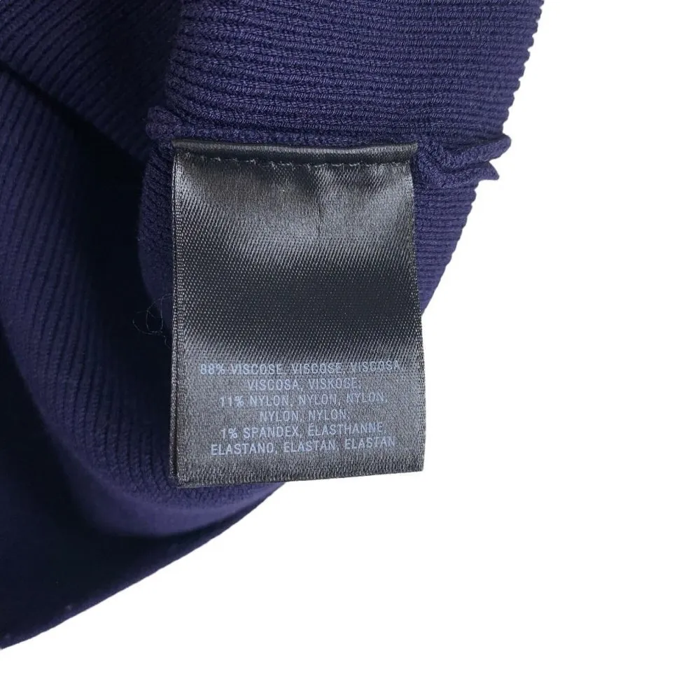 Knitted & Knotted CONSTANCE Navy Blue Ruffle Sleeve Knit Top Size Large Sweater - Image 7