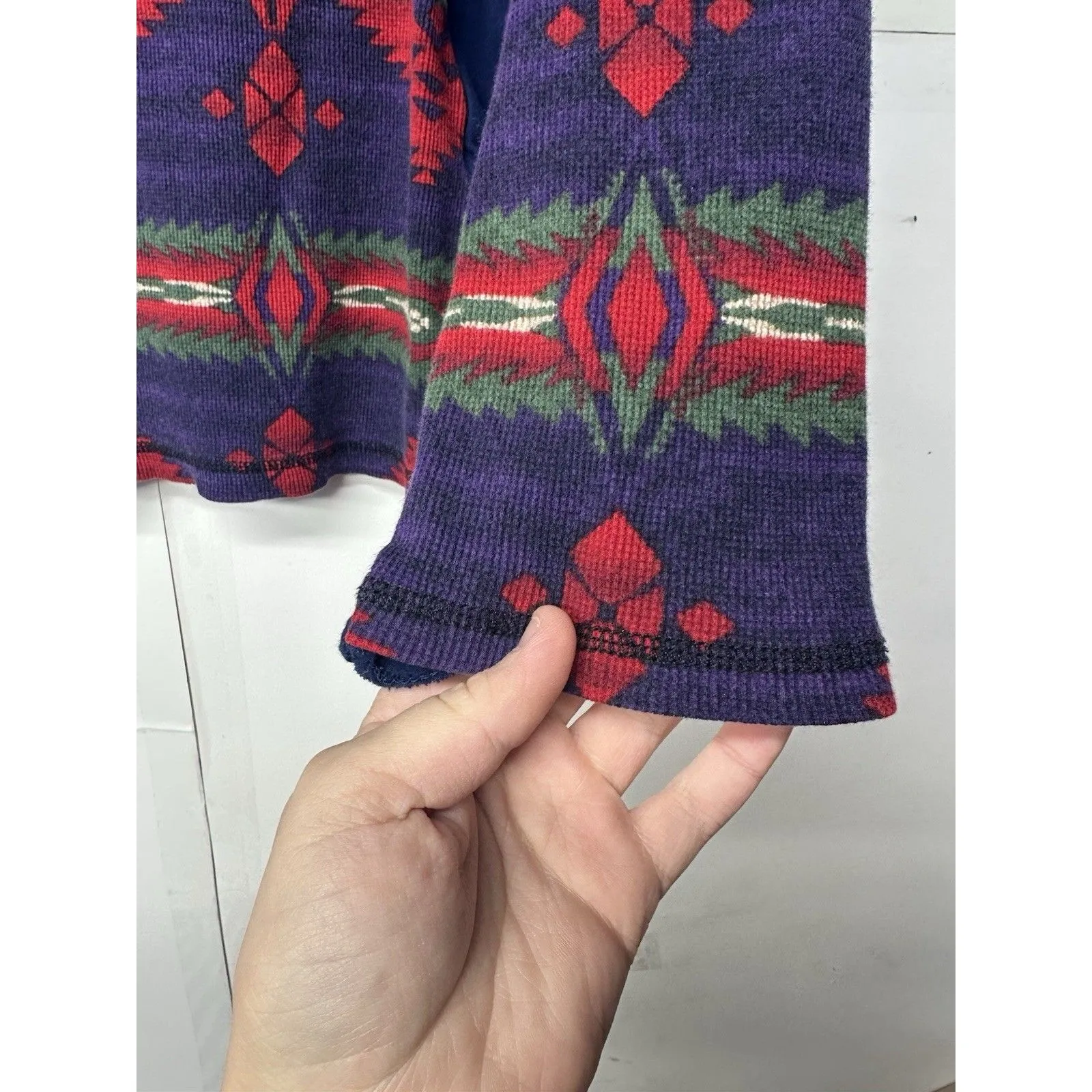 Chaps Women’s Size L Southwestern Aztec Print Henley Knit Long Sleeve Sweater - Image 5