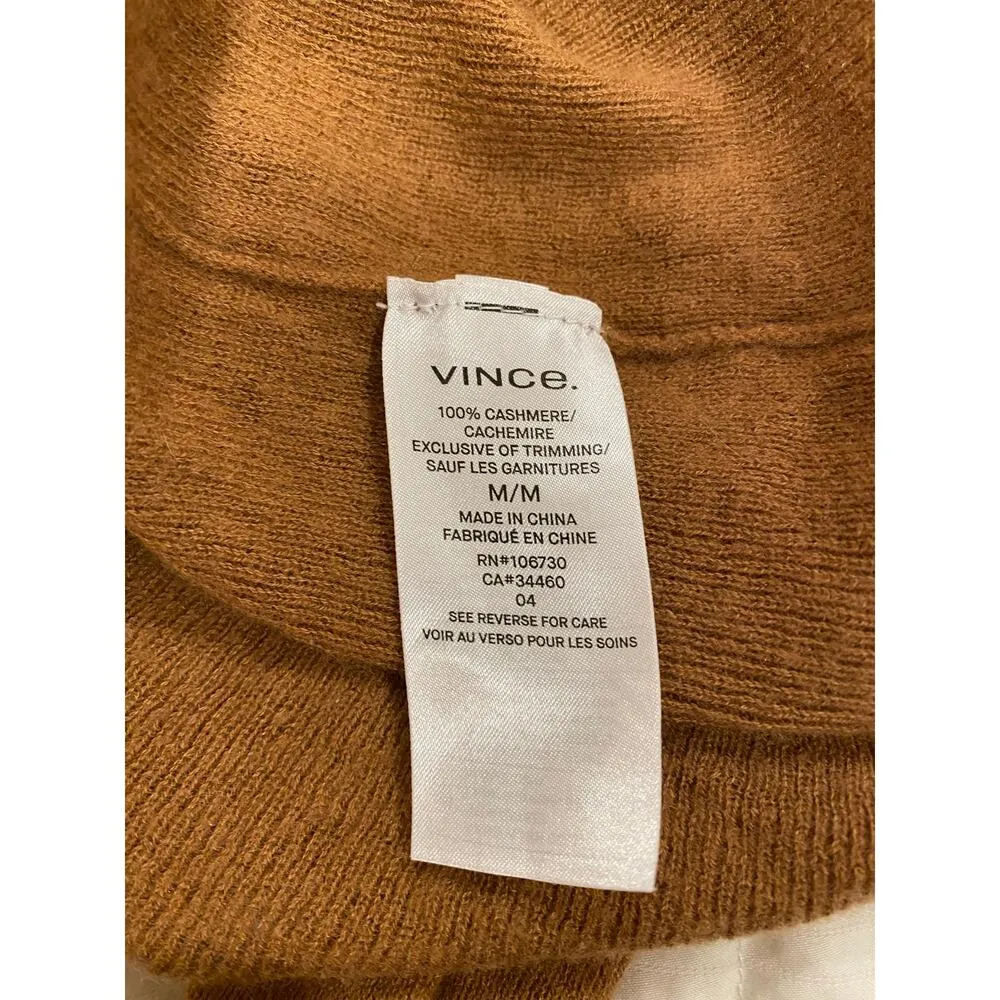 Vince Fitted Cashmere Turtleneck Sweater Tan size Medium - Image 5