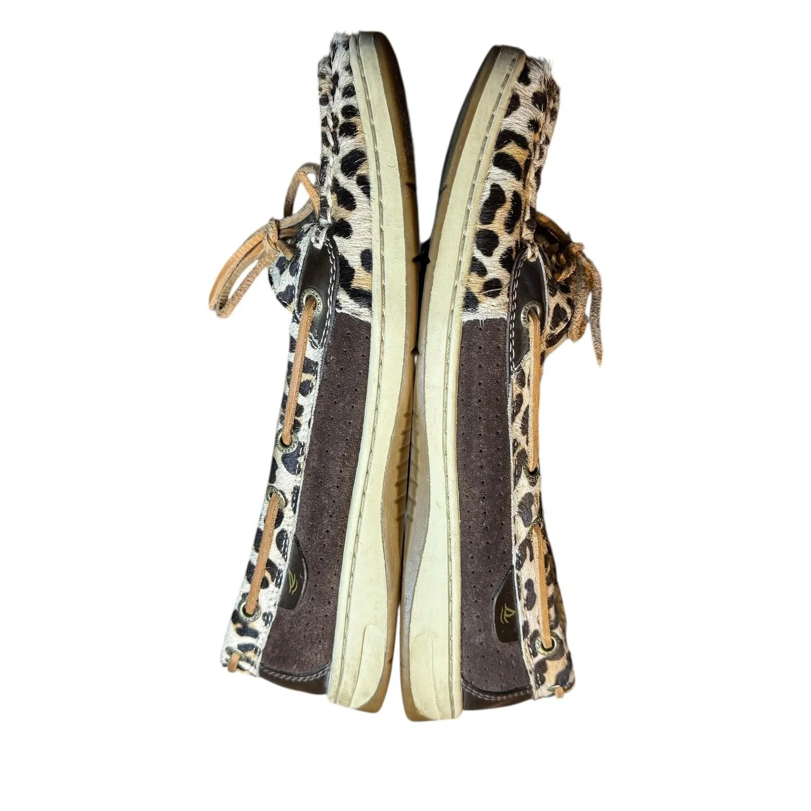 Sperry Top-Sider Boat Shoes Womens Size 8.5 Brown Leopard Faux Fur Lined - Image 6