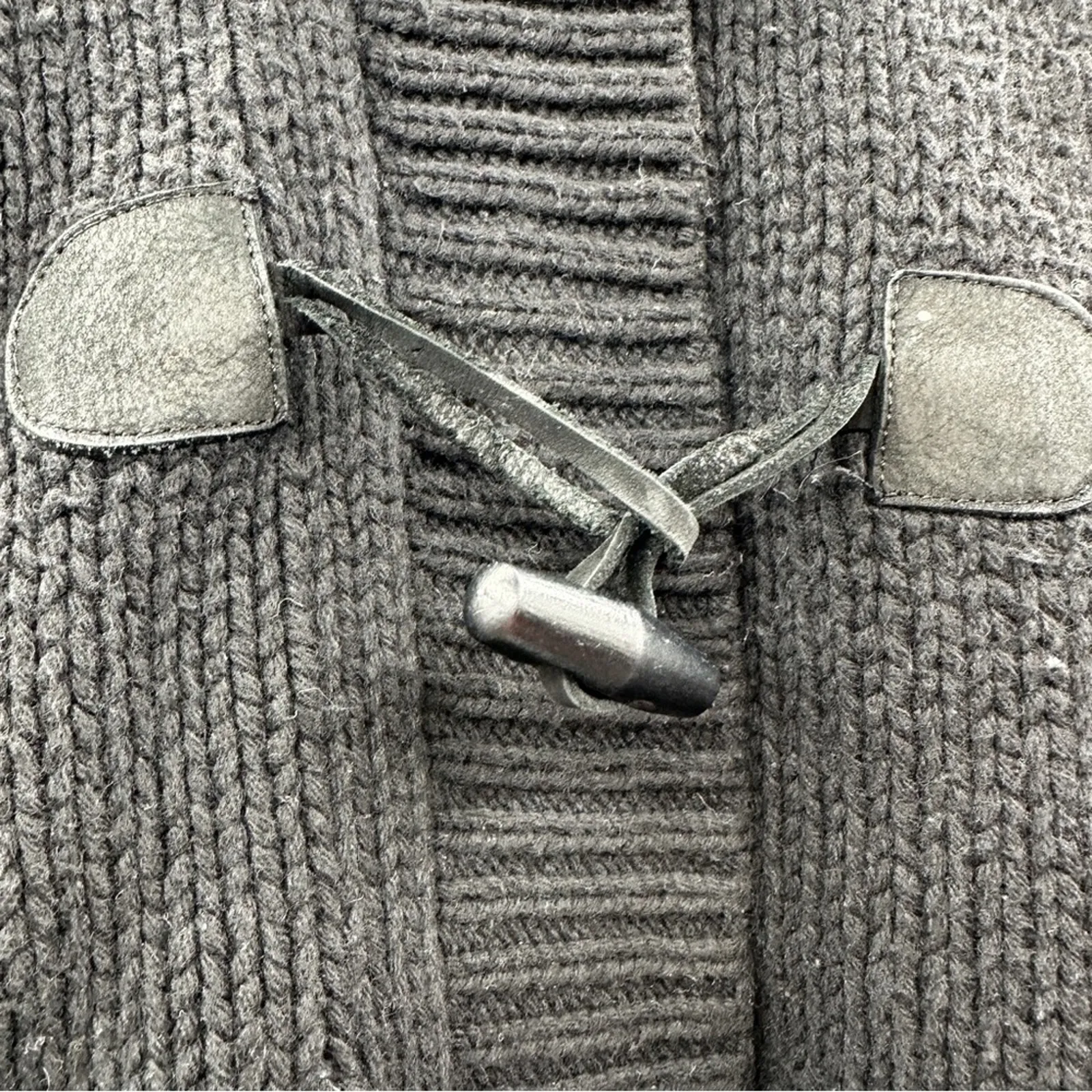 Theory Wool Cashmere Rabbit‎ Fur Black Knit Toggle Front Sweater Cardigan Sz XS - Image 7