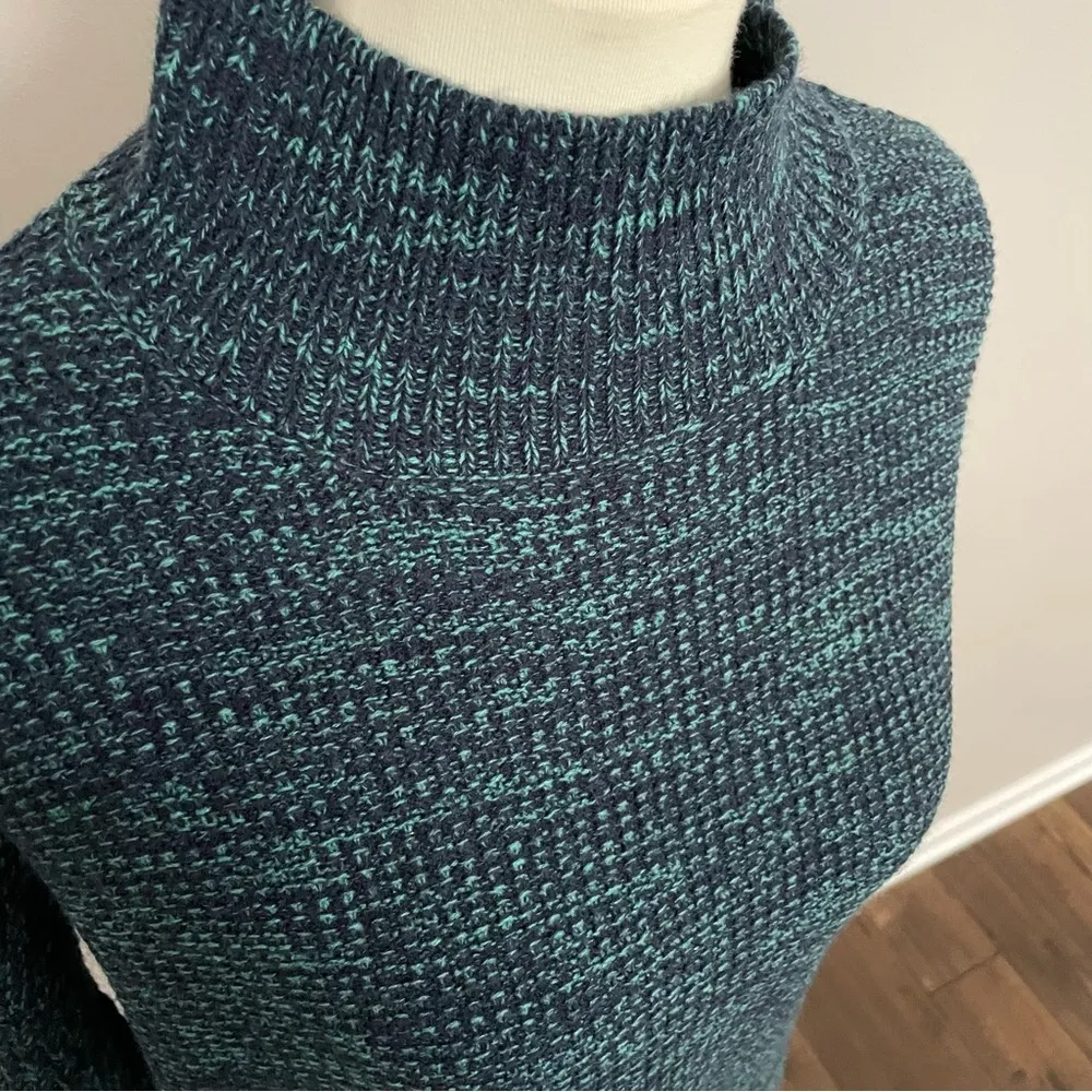 John + Jenn Sweater Boxy Mock Neck Cropped Knit Mid Weight Black Green - Image 11