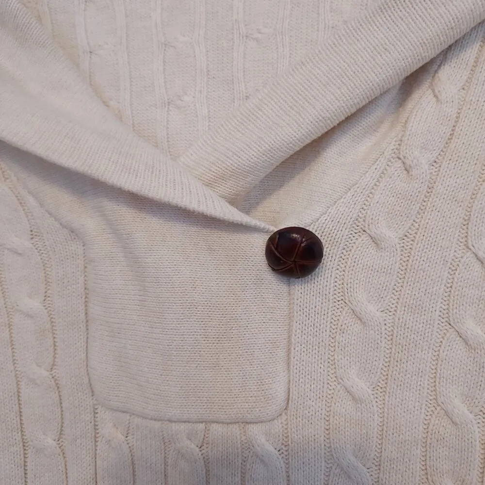 Pria Ivory Cream White Cable Ribbed Knit Cowl Collar V - Image 5