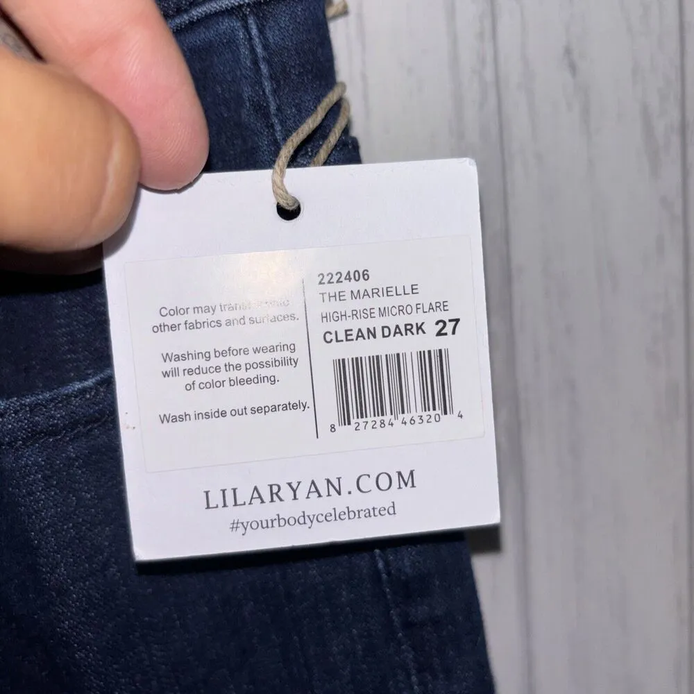 Womens Size 27 Lila Ryan Marielle High Rise Micro Flare Clean Dark NWT - Image 3