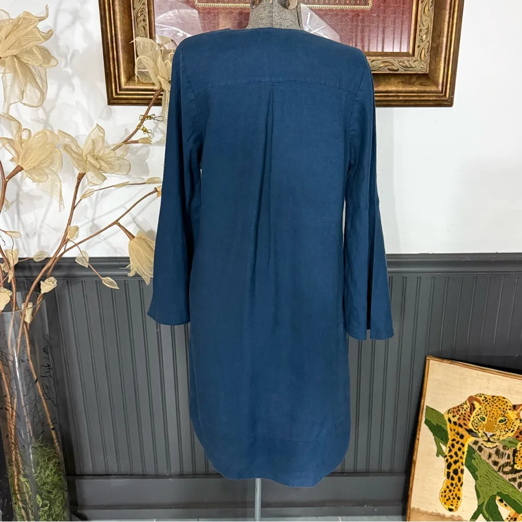 Soft Surroundings Milano 100% Linen Bell Sleeve Dress ~ Size Medium 💚🍄 - Image 6