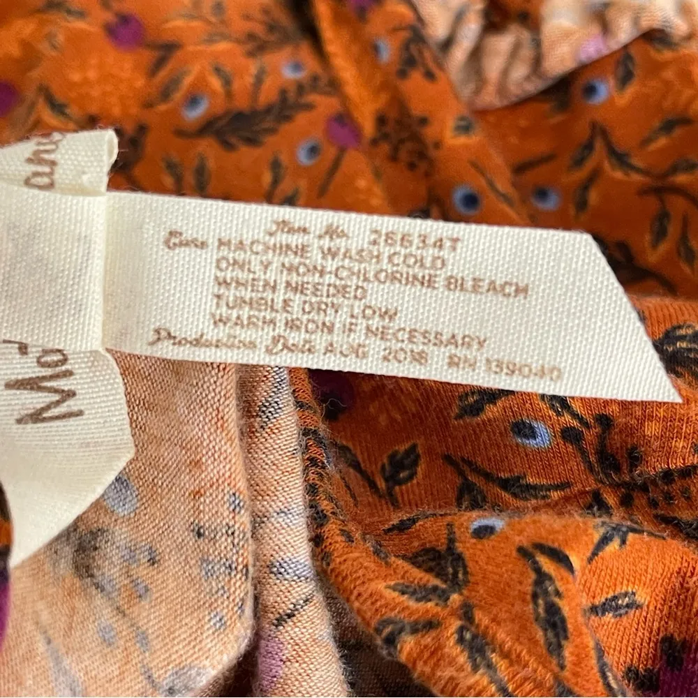 Matilda Jane Give Thanks Floral Ruffle Tiered Peasant Top Women’s Size S Orange - Image 9