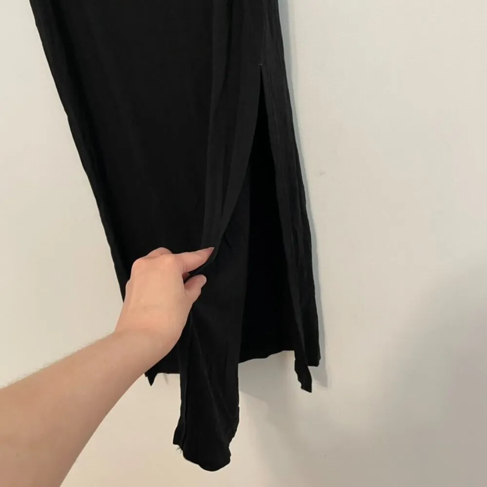 WHITE HOUSE BLACK MARKET WHBM Knit Maxi Skirt Solid Black Elastic Waist 2 Slits - Image 8