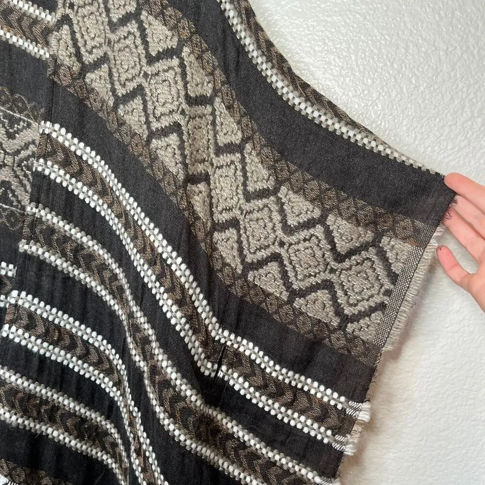 Lucky Brand Open-Front Knit Kimono Cardigan Shawl boho  Fringe Hem One Size - Image 5