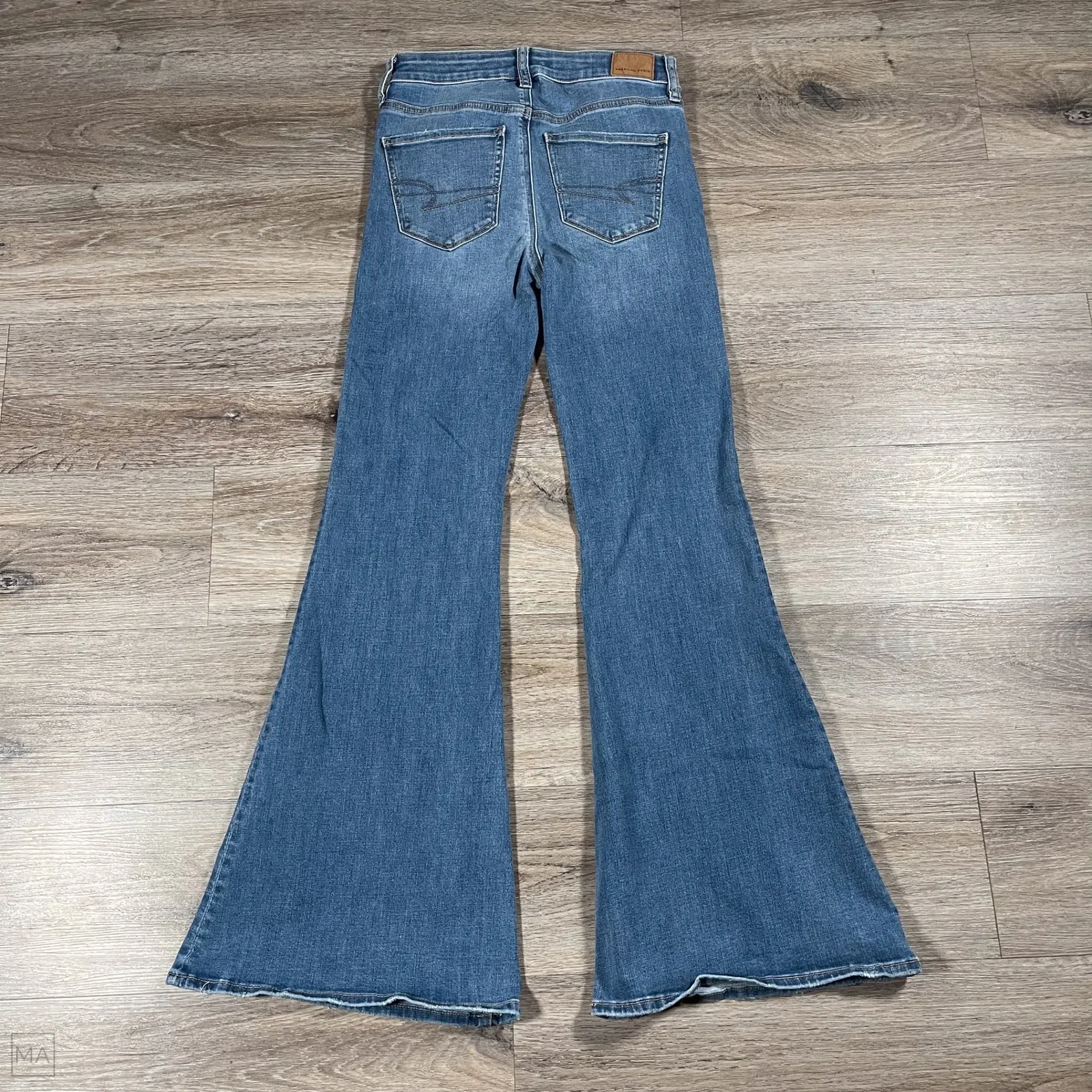 American Eagle Women's Jeans Festival Flare Denim Casual Boho 4 Long Blue - Image 8