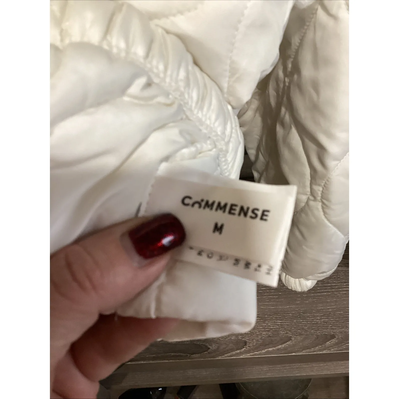 Womans Sunday Up Cream Cable Knit Fringed Quilted Puffer Jacket Cardigan Size M Size M - Image 10