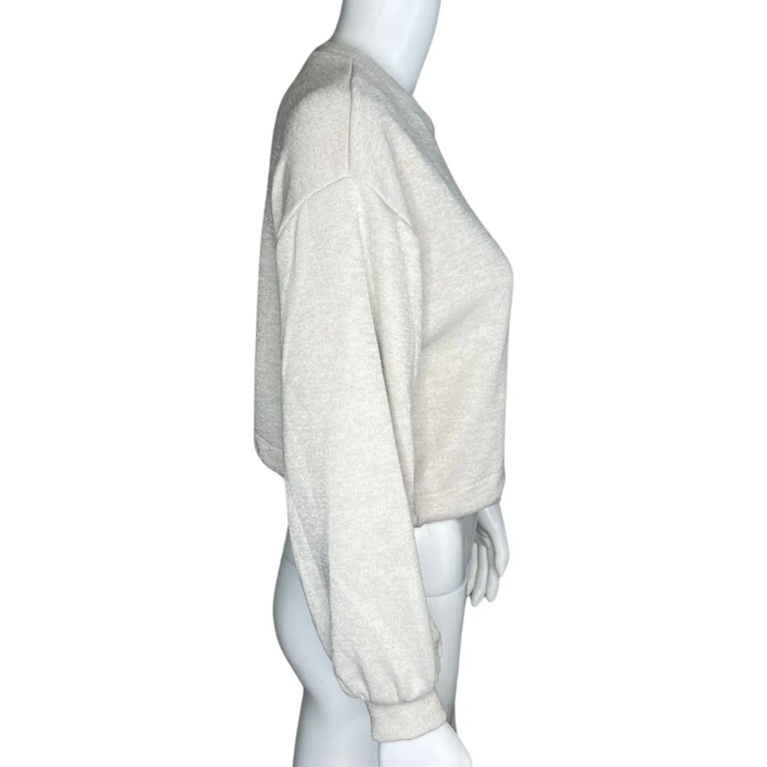 Zara Sweater‎ Womens Small Beige Cropped Drop Shoulder Cozy Comfy Casual Lounge - Image 4
