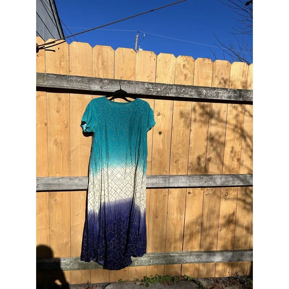 Akkriti Womens Blue Purple Gold Boho Fairy Dress Size XL Summer Short‎ Sleeve - Image 6