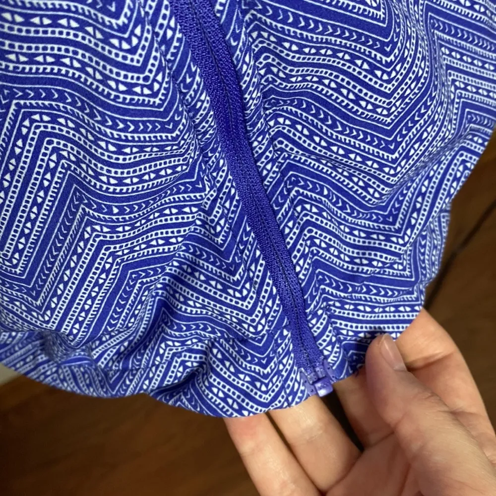 Prana purple color block Chevron print high neck packable zip windbreaker sz S - Image 7