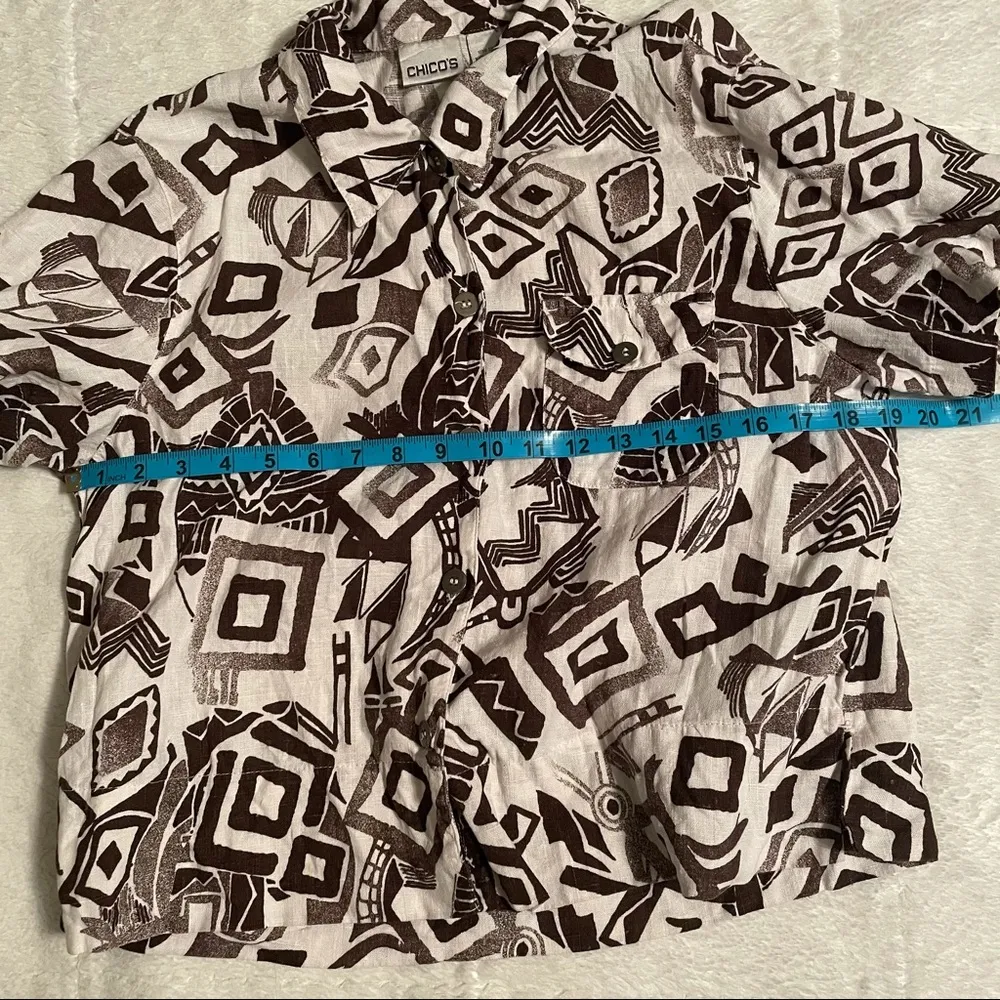 Chico’s Women’s Linen Top With Tribal Print - Image 8