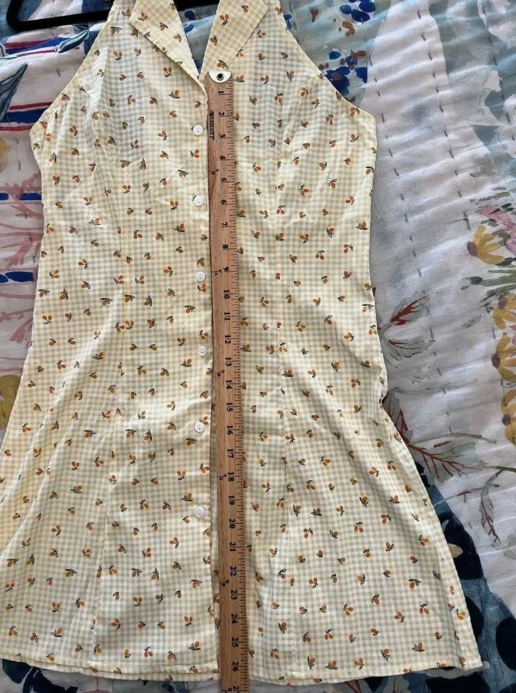 CIDER M Ditsy Lapel Halter Dress Khaki NWT - Image 11