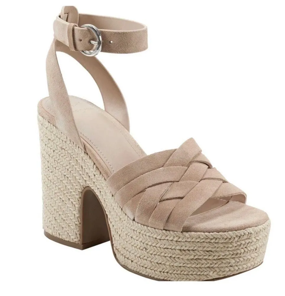 MARC FISHER LTD Women's US 8 M Oaten Espadrille Platform Leather Sandal Natural Pink - Image 10