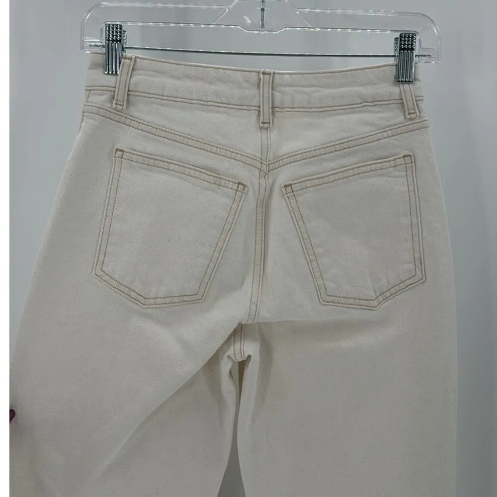 Topshop mid rise relaxed fit flare off white street ware 90s vibe retro size 26 - Image 8