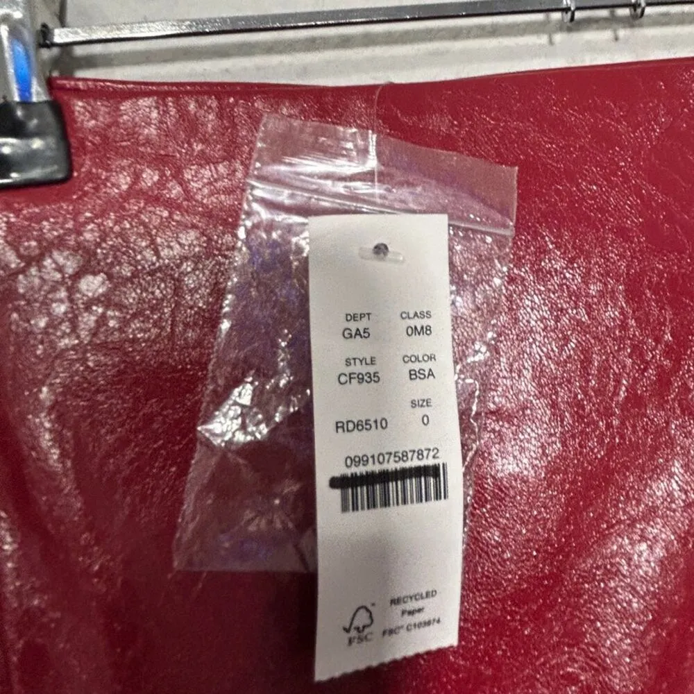 NEW J.Crew Collection Wrap Midi Skirt Faux Patent Leather Sangria Red Size 0 XS - Image 7