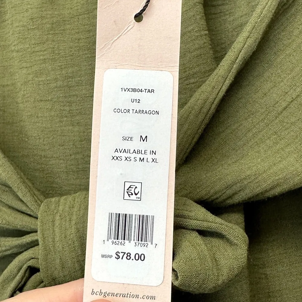 NWT BCBGENERATION Paper Bag Shorts With Tie Green Medium - Image 4