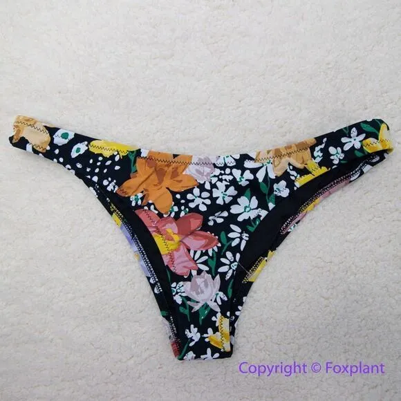 NEW Rhythm. X free people Rio Hi Cut Bikini Bottoms floral,‎ size S Black - Image 2