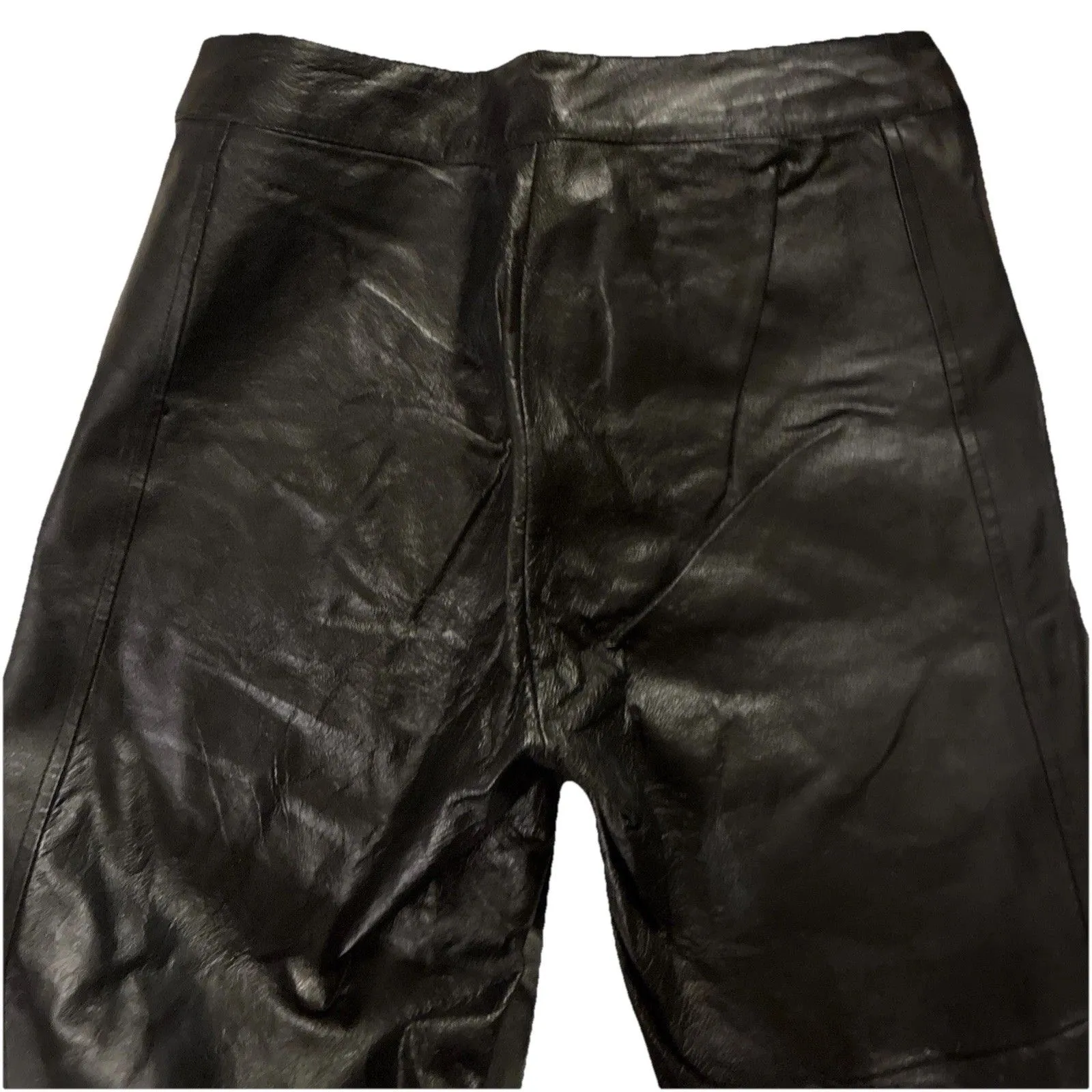 Bagatelle Women’s Leather Pants Size 8 Black High Rise Straight Leg Fully Lined - Image 3