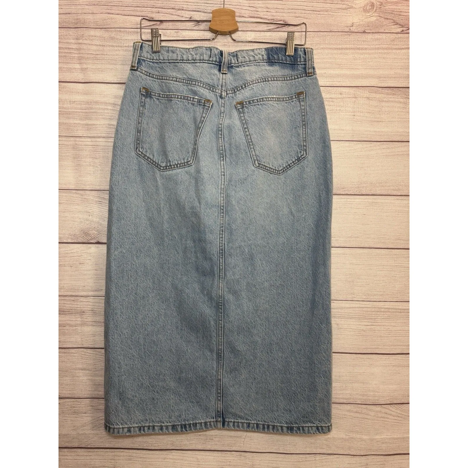 Abercrombie & Fitch Denim Skirt Womens Blue High Rise Front Slit Midi NWT SZ 30 - Image 2