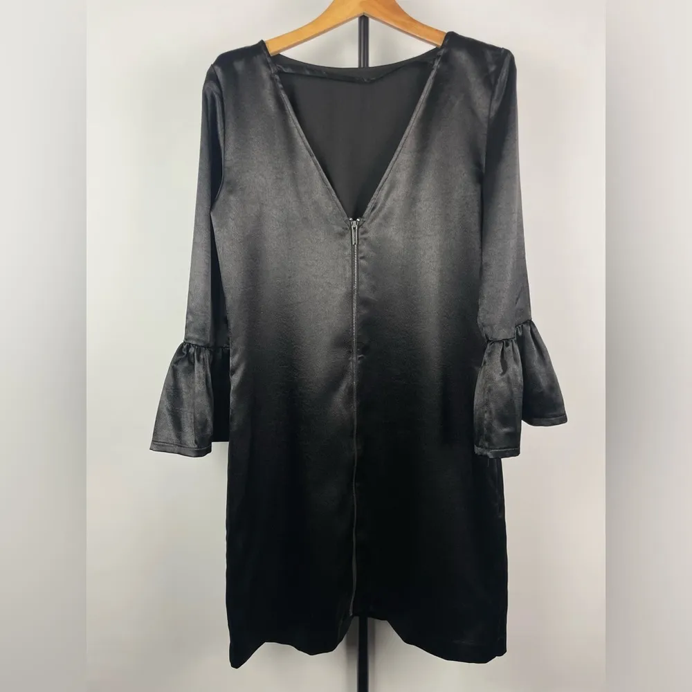 Armani Exchange Black Satin‎ Bell Sleeve Shift Dress - Image 11
