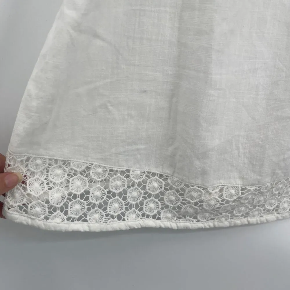 Zer Otanik Crochet Womens Top Sz 10 EU 42 EU Boho Festival Cottagecore Peasant White - Image 4