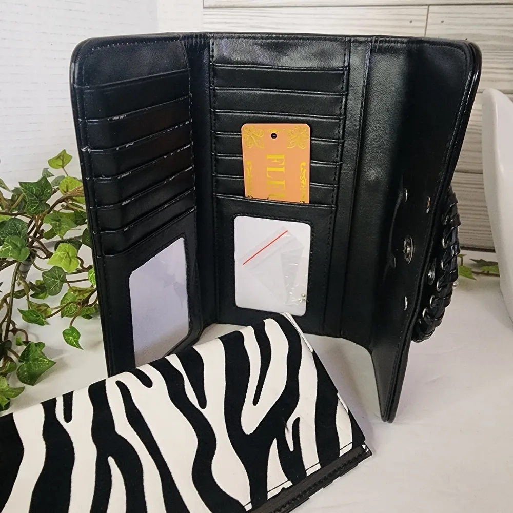 Zebra Faux Leather Wallet with Fleur - Image 5