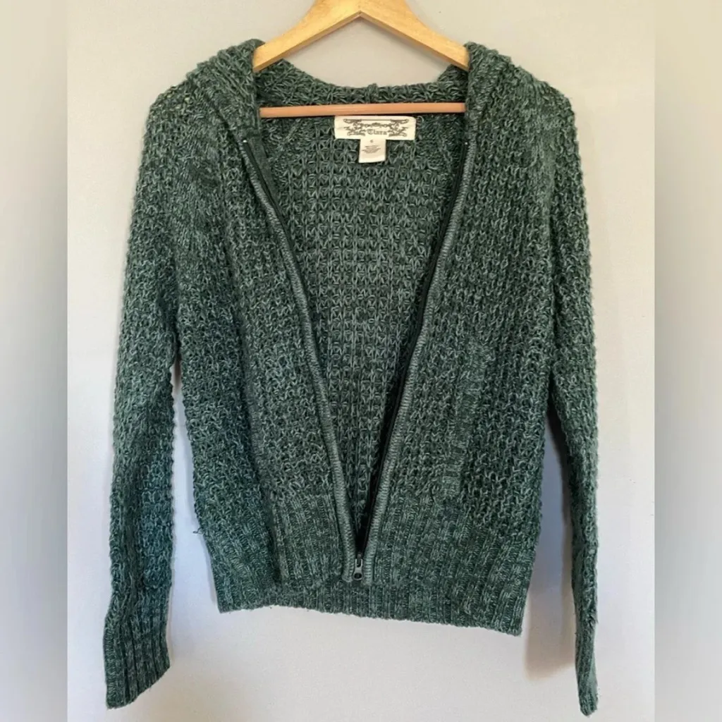 Tiara Teal Open Knit Jacket Size Small Blue - Image 4