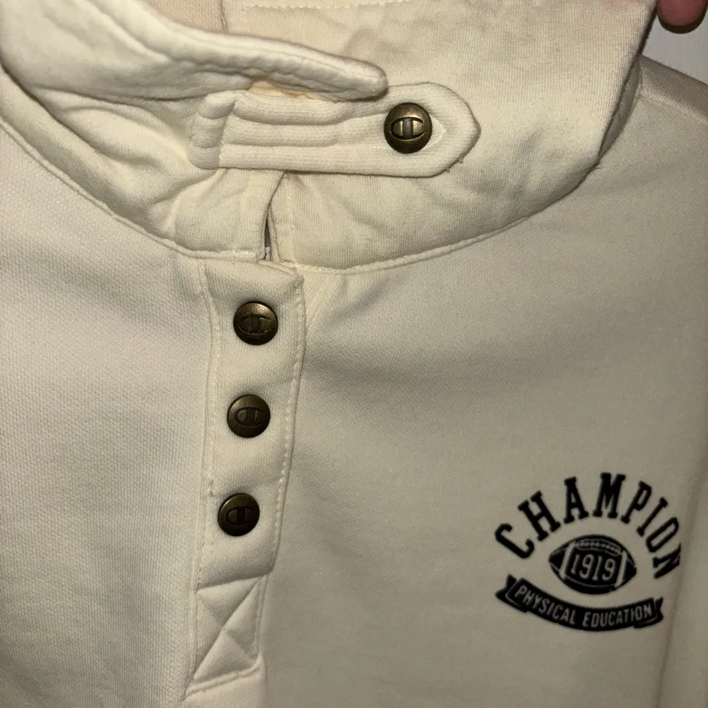 Champion Women's Off-White Hoodie - Image 9