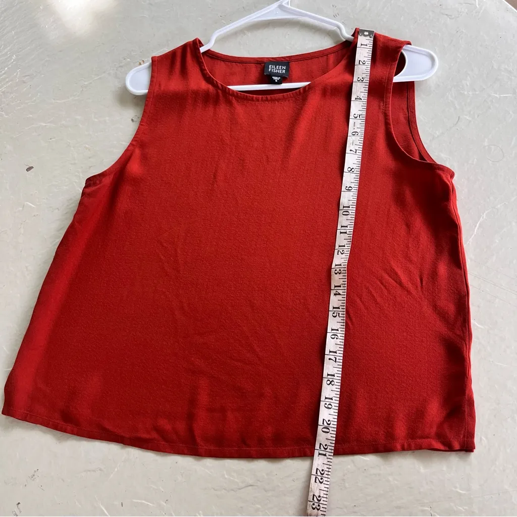 Eileen Fisher 100% Silk Burnt Orange Boxy Tank Top Size S - Image 5