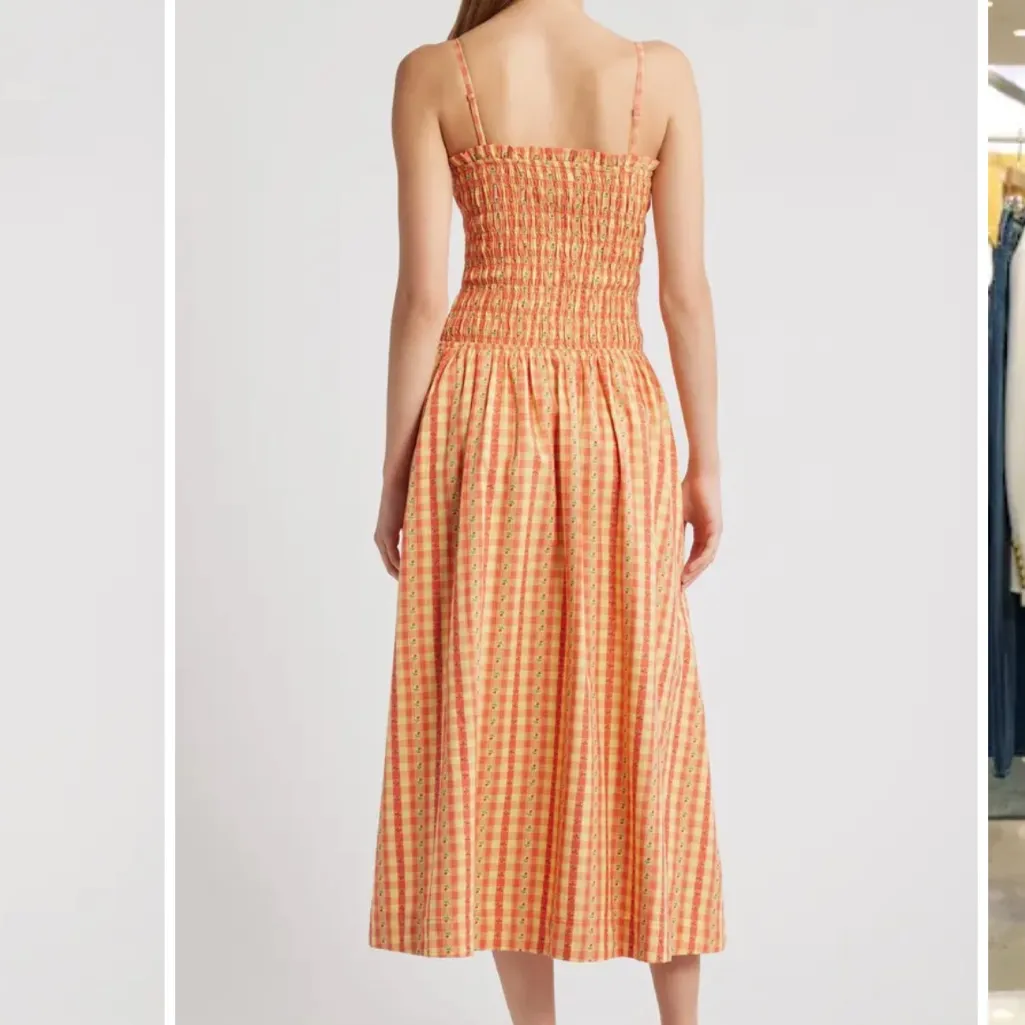 Damson Madder Grace Squareneck Midi Dress Orange Size 8 - Image 3