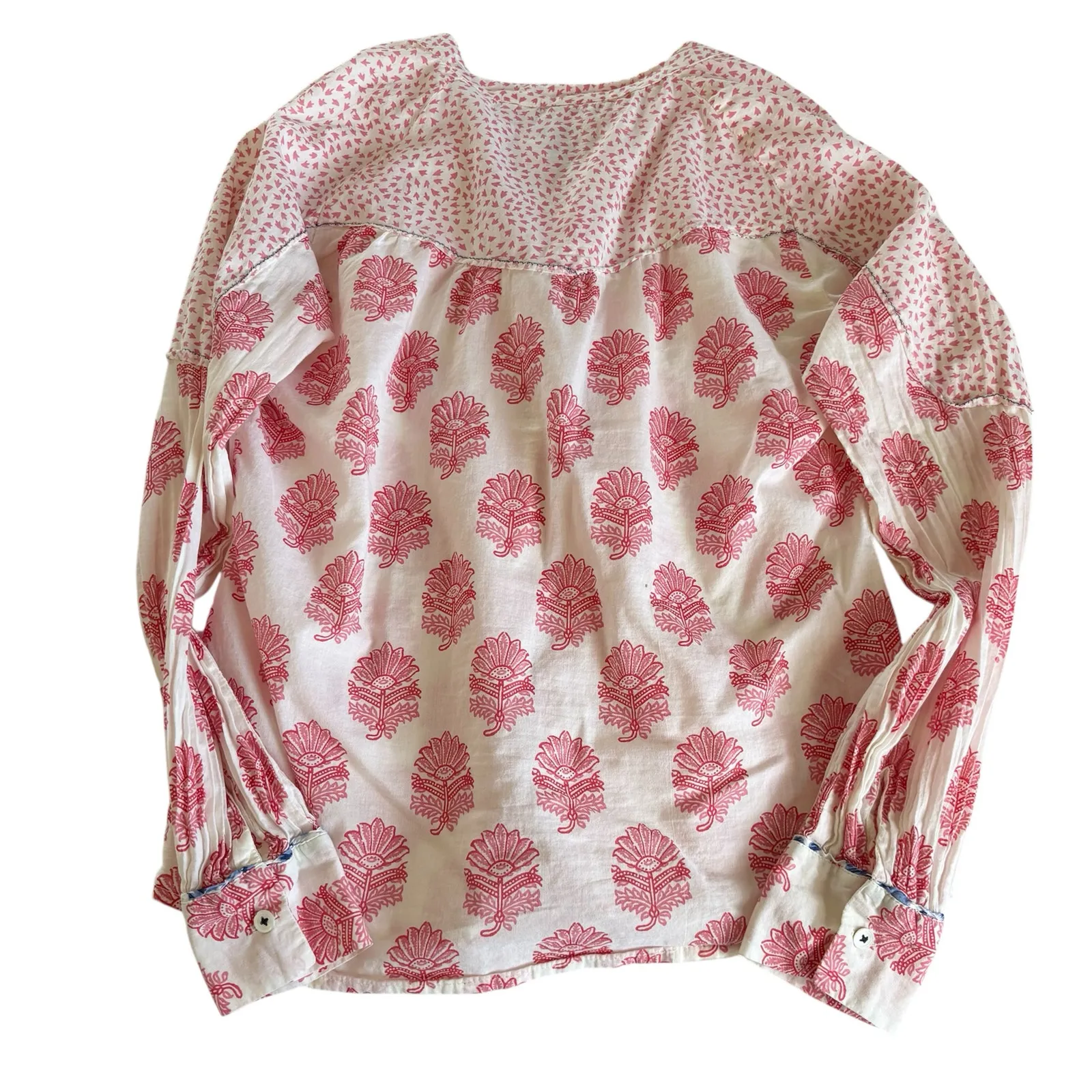 Sundance Rosalie Cream Block Floral Print Button Up Shirt Blouse Women’s Size XS - Image 5