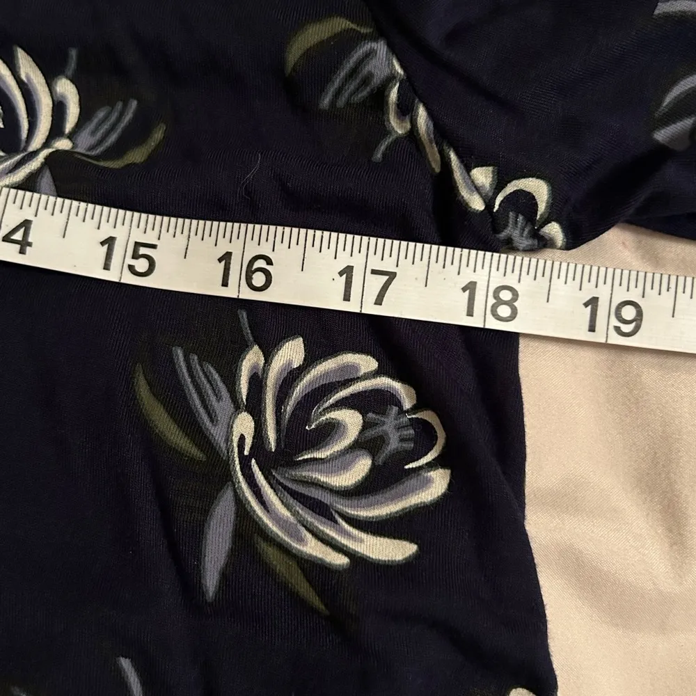 Loft Womens Size Sm Long Sleeve Mock Neck Navy Floral Blouse Career Wear Casual - Image 7