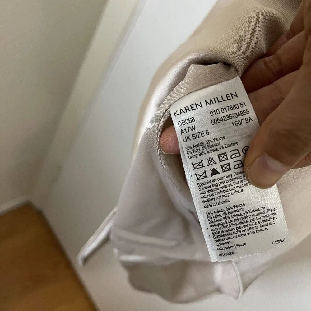 Karen Millen Bow Front Cold Shoulder Knee Length Shift Dress Champagne pink US 2 - Image 6